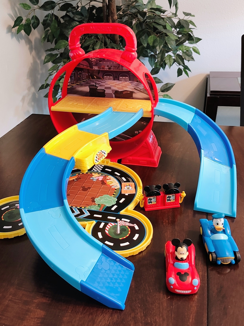 Disney Red, Blue & Yellow Mickey Track Playset with Character Cars
